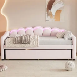 Blackcolors Lit Repos 90X200Cm Led Velours Rose
