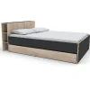Weber Industries Lit RIGA 140x190cm + tête de lit + 2 tiroirs / Décor Noir et Chêne blanchi