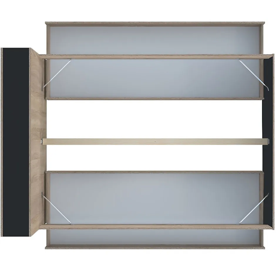 Weber Industries Lit RIGA 140x190cm + tête de lit + 2 tiroirs / Décor Noir et Chêne blanchi