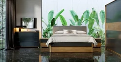 Azura Home Design Lit Romana avec coffre de rangement , lave mat et chêne clair 160x200 cm