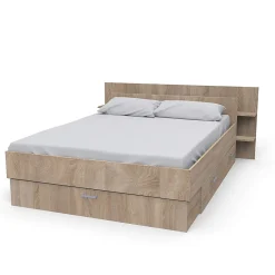 Weber Industries Lit SAMBA 140x190cm + tête de lit + 2 tiroirs / Décor Chêne blanchi