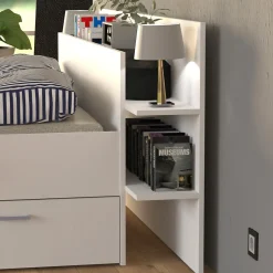 Weber Industries Lit SAMBA 140x190cm + tête de lit + 2 tiroirs / Blanc
