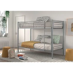 Enfant Meublorama Lit SAMMY Lit superposé en métal 90x200 cm gris avec sommiers inclus