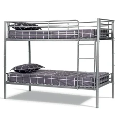 Enfant Meublorama Lit SAMMY Lit superposé en métal 90x200 cm gris avec sommiers inclus