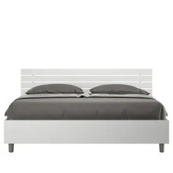Ityhome Lit sans sommier Tête de lit inclinée 160x200 à lattes Ankel en frêne blanc