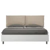 Ityhome Lit sans sommier 160x200 avec coussins en simili cuir gris tourterelle Egos Antea