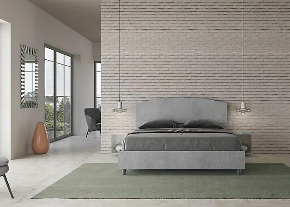 Ityhome Lit sans sommier 160x190 béton Dora