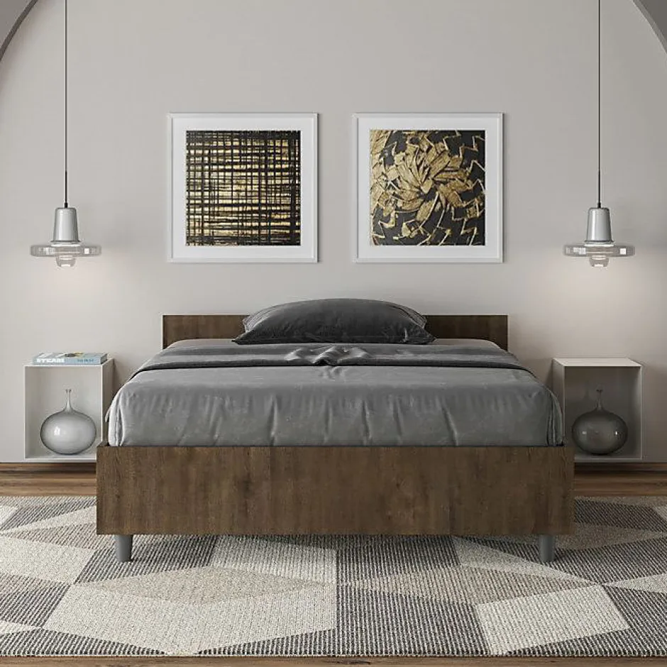 Ityhome Lit sans sommier 120x190 noyer Nuamo Outlet