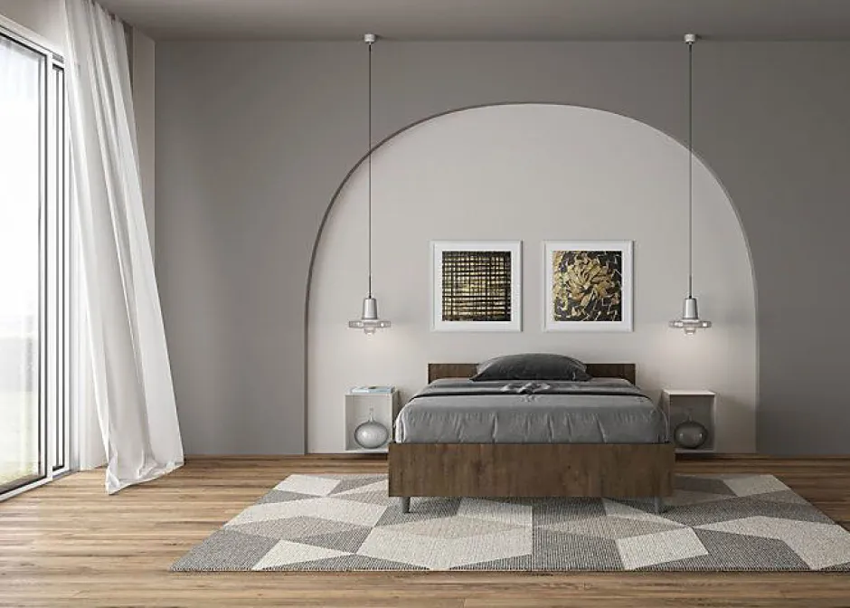 Ityhome Lit sans sommier 120x190 noyer Nuamo Outlet