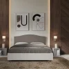 Ityhome Lit sans sommier 160x200 structure frêne blanc avec tête de lit mélamine/simili cuir cappuccino Grace