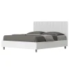Ityhome Lit sans sommier 160x200 structure frêne blanc tête de lit mélamine blanc/simili cuir Kaia