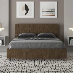 Ityhome Lit sans sommier 140x190 tête de lit droite Demas noyer
