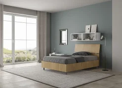 Ityhome Lit sans sommier 120x200 Tête de lit inclinée Demas chêne
