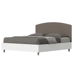 Ityhome Lit sans sommier 160x200 tête de lit structure frêne blanc Antilia mélamine/simili cuir cappuccino