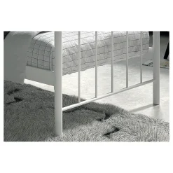 Meublorama Lit SENCHA 90x200 cm en métal blanc