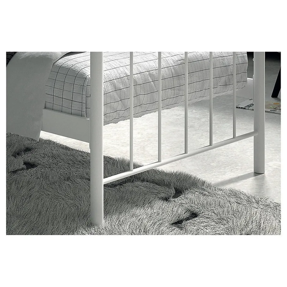 Meublorama Lit SENCHA 90x200 cm en métal blanc