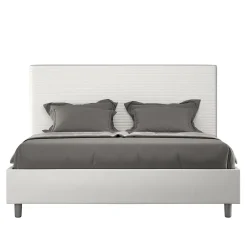 Ityhome Lit simili cuir blanc Focus avec sommier tapissé 160x200