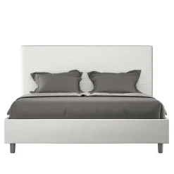 Ityhome Lit simili cuir blanc Focus avec sommier tapissé 160x200