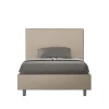 Ityhome Lit simili cuir gris tourterelle Focus avec sommier rembourré 120x200