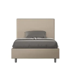 Ityhome Lit simili cuir gris tourterelle Focus avec sommier rembourré 120x200