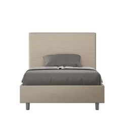 Ityhome Lit simili cuir gris tourterelle Focus avec sommier rembourré 120x200