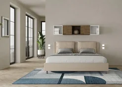 Ityhome Lit simili cuir gris tourterelle Antea avec sommier rembourré 180x200 Best