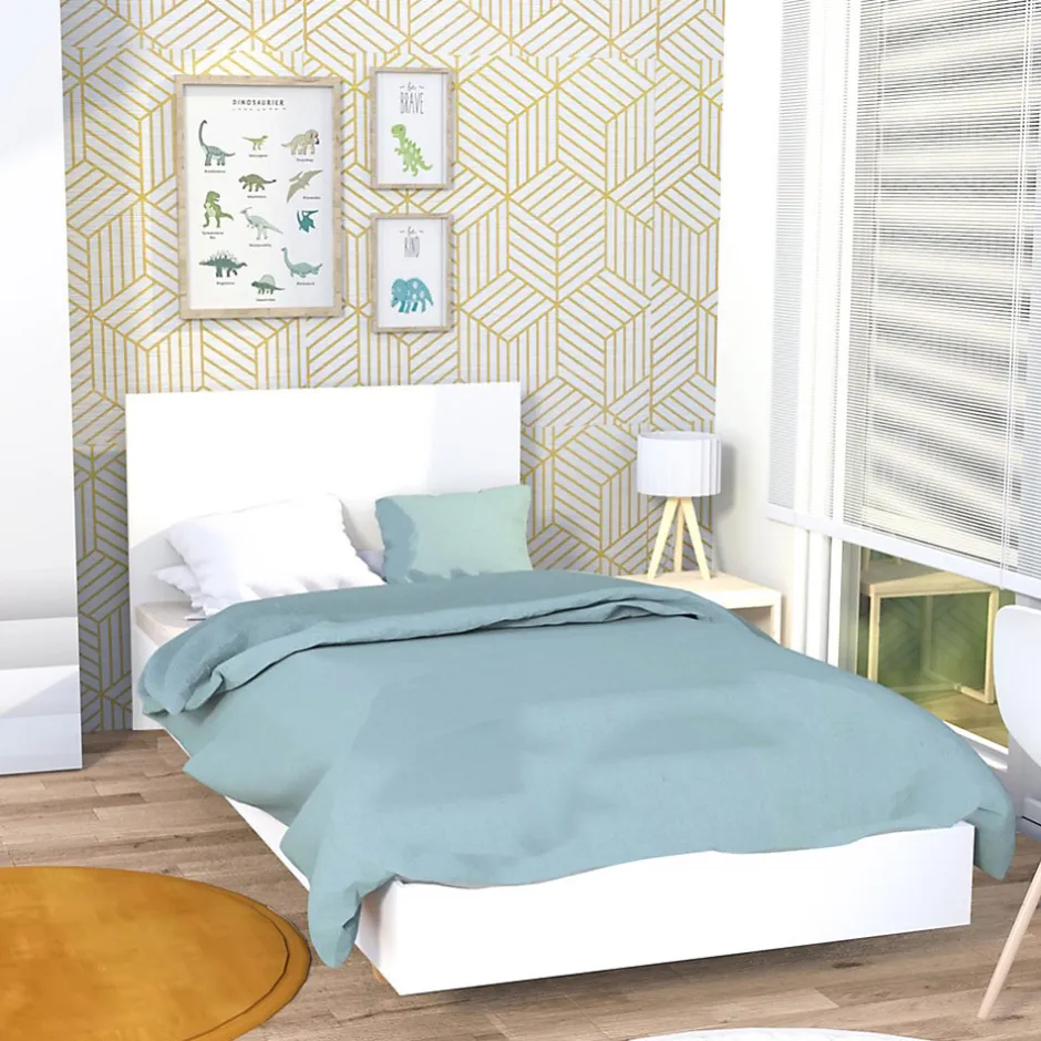 Bb Loisir Lit simple 1 place 90x190cm Blanc avec sommier LIFA
