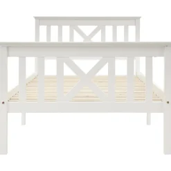 Okwish Lit Simple 90 x 200 Cm - Lit Classique avec Sommier à Lattes et Tête de Lit - Pin Massif, MDF - Sans Matelas - Blanc Online