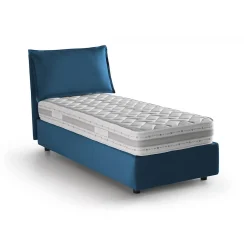 Talamo Italia Lit simple Arzon, Lit coffre avec revêtement en tissu, 100% Made in Italy, Ouverture frontale, avec matelas 90x200 cm inclus, Bleu