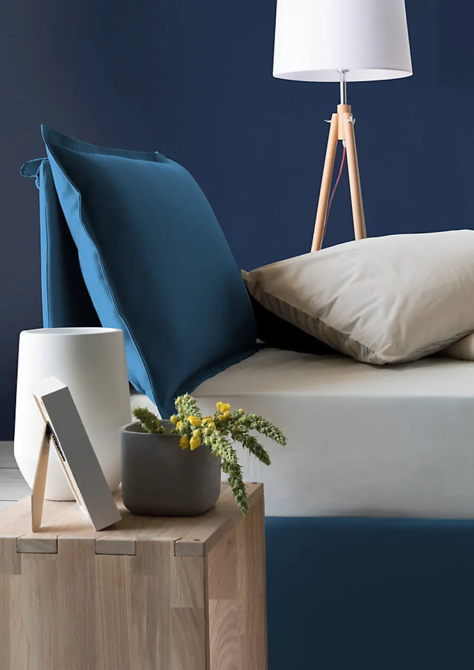 Talamo Italia Lit simple Arzon, Lit coffre avec revêtement en tissu, 100% Made in Italy, Ouverture frontale, avec matelas 90x200 cm inclus, Bleu