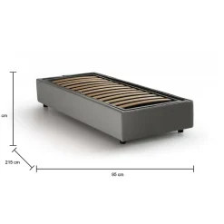 Talamo Italia Lit simple Ava, Lit coffre avec revêtement en tissu, 100% Made in Italy, Ouverture frontale, adapté pour matelas 80x200 cm, Gris Sale