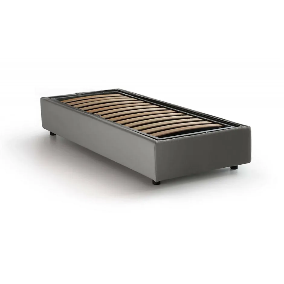 Talamo Italia Lit simple Ava, Lit coffre avec revêtement en tissu, 100% Made in Italy, Ouverture frontale, adapté pour matelas 80x200 cm, Gris Sale