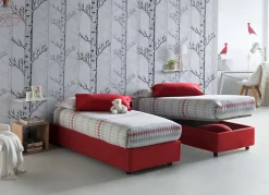 Talamo Italia Lit simple Ava, Lit coffre avec revêtement en tissu, 100% Made in Italy, Ouverture frontale, adapté pour matelas 80x200 cm, Rouge