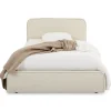 Idimex Lit simple BELARTI 90 x 190 cm rembourré, revêtement en tissu - Blanc crème