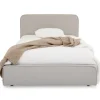 Idimex Lit simple BELARTI 90 x 190 cm rembourré, revêtement en tissu - Gris clair
