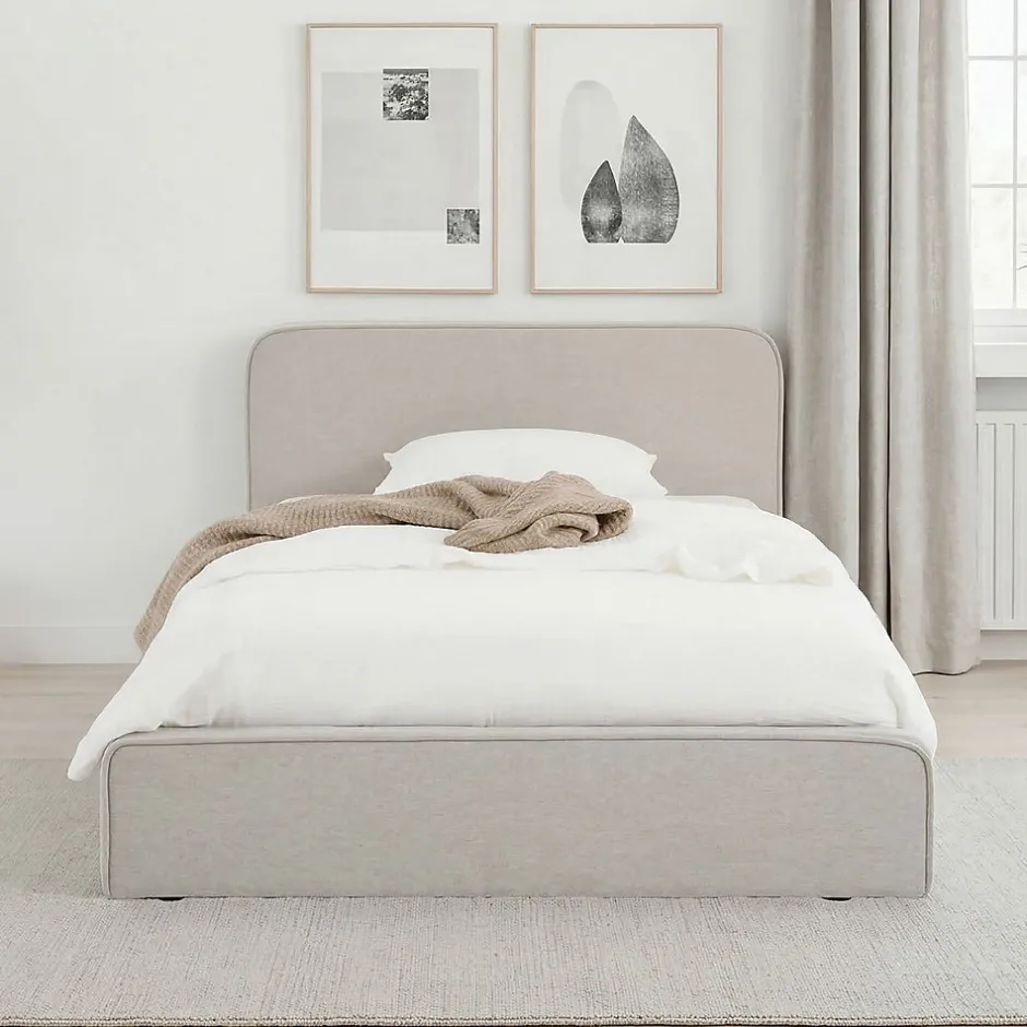Idimex Lit simple BELARTI 90 x 190 cm rembourré, revêtement en tissu - Gris clair