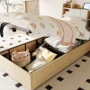 Redom Lit simple bois 90 par 200 cm avec tete de lit rangement prise USB et Type C systeme hydraulique sans matelas Discount