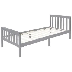 Ml-Design Lit simple bois de pin gris clair d'adolescents avec sommier à lattes 200x90 cm Hot