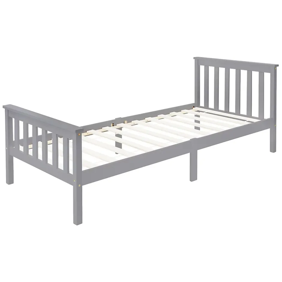 Ml-Design Lit simple bois de pin gris clair d'adolescents avec sommier à lattes 200x90 cm Hot