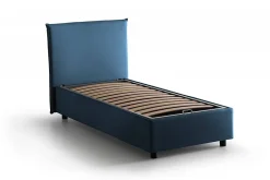 Talamo Italia Lit simple Bruna, Lit coffre avec revêtement en tissu, 100% Made in Italy, Ouverture frontale, adapté pour matelas 80x190 cm, Bleu