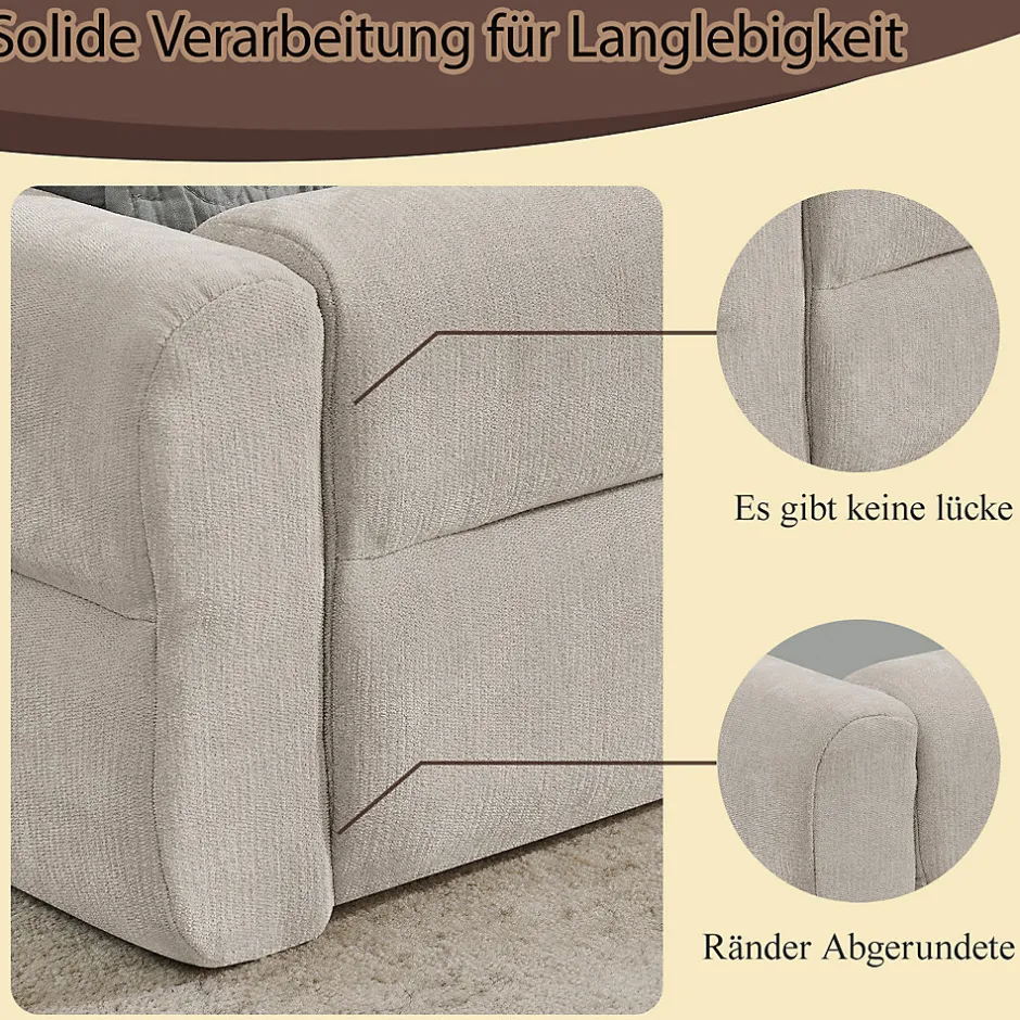 Okwish Lit Simple Capitonné 90x200 cm - avec Dossier Confortable, Revêtement en Chenille Doux, Couleur Beige - Sans Matelas