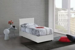 Talamo Italia Lit simple Dargill, Lit coffre avec revêtement en similcuir, Ouverture latérale, avec matelas 80x190 cm inclus, Blanc