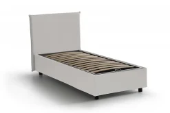 Talamo Italia Lit simple Dargill, Lit coffre avec revêtement en similcuir, Ouverture latérale, avec matelas 80x190 cm inclus, Blanc