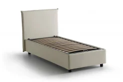 Talamo Italia Lit simple Darut, Lit coffre avec revêtement en tissu, Ouverture latérale, adapté pour matelas 80x190 cm, Beige Clearance