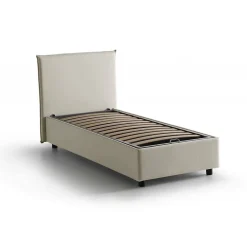 Talamo Italia Lit simple Darut, Lit coffre avec revêtement en tissu, Ouverture latérale, adapté pour matelas 80x190 cm, Beige Clearance