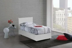 Talamo Italia Lit simple Day, Lit coffre avec revêtement en similcuir, Ouverture frontale, adapté pour matelas 80x200 cm, Blanc Discount