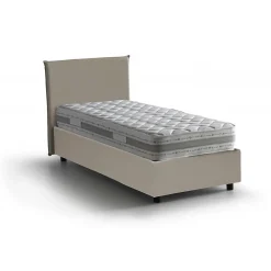 Talamo Italia Lit simple Dbabb, Lit coffre avec revêtement en similcuir, Ouverture frontale, avec matelas 80x200 cm inclus, Taupe Clearance