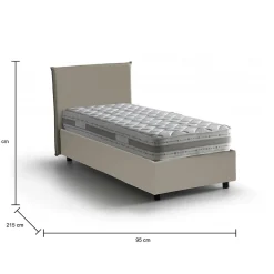 Talamo Italia Lit simple Dbabb, Lit coffre avec revêtement en similcuir, Ouverture frontale, avec matelas 80x200 cm inclus, Taupe Clearance