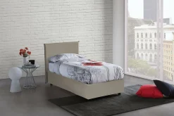 Talamo Italia Lit simple Dbabb, Lit coffre avec revêtement en similcuir, Ouverture frontale, avec matelas 80x200 cm inclus, Taupe Clearance