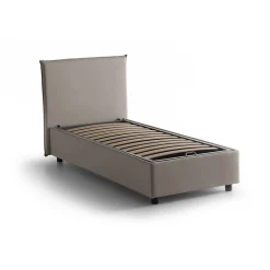 Talamo Italia Lit simple Dbacchi, Lit coffre avec revêtement en tissu, Ouverture frontale, adapté pour matelas 80x200 cm, Taupe